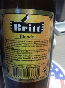 Britt blonde Bier Etikett Ruecken